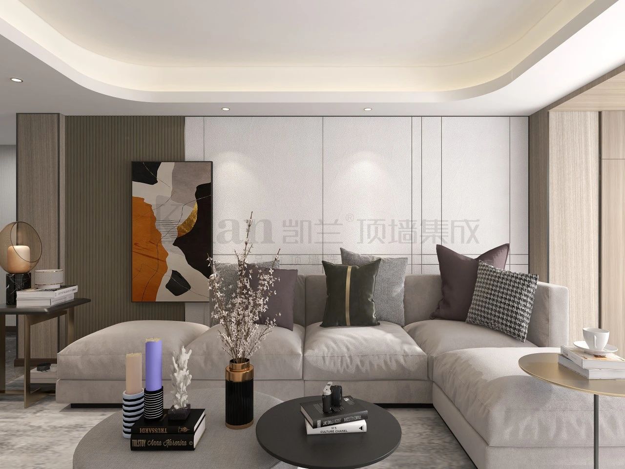 輕奢實(shí)心大板現(xiàn)代凱蘭背景墻沙發(fā)背景