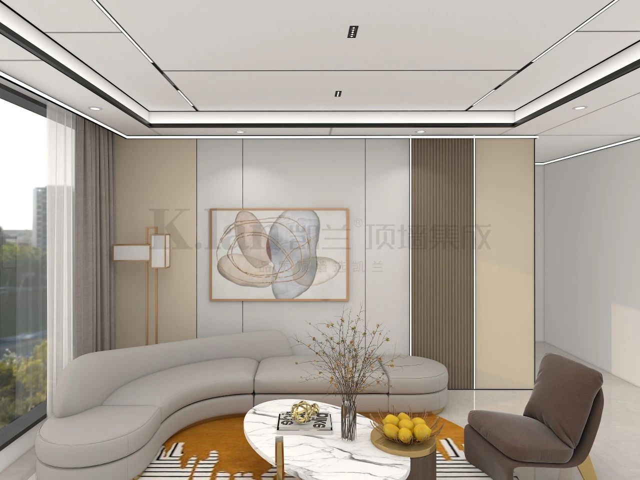 輕奢實(shí)心大板現(xiàn)代凱蘭背景墻沙發(fā)背景